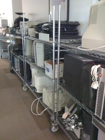 Before - cluttered computer equipment room