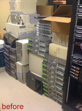Before - room full of computer equipment